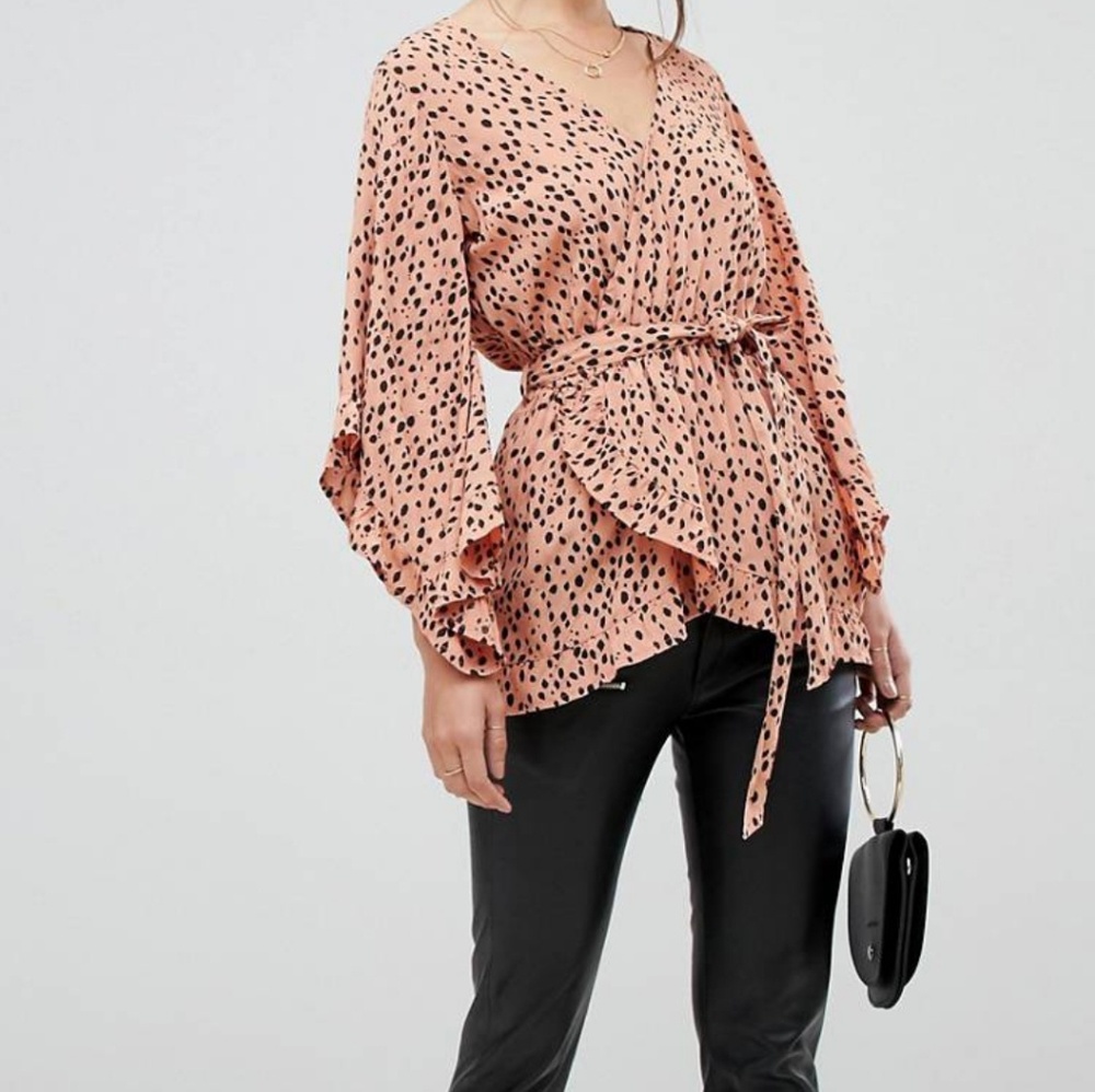 River Island Frill Animal Print Top